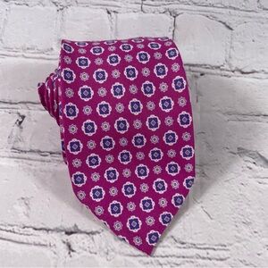 Brunati Como 3 Fold Untipped Floral Silk Tie Pink/Light Blue/Rose XL